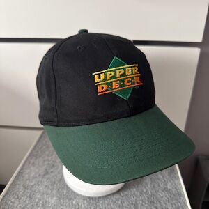 Vintage Upper Deck Snapback Hat - Black & Green - Adjustable - Adult